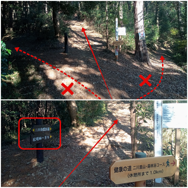 二川自然歩道分岐点